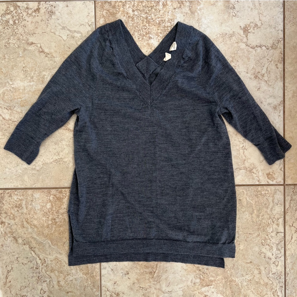 Anthropologie MOTH Cozy Charcoal V-Neck Sweater merino wool